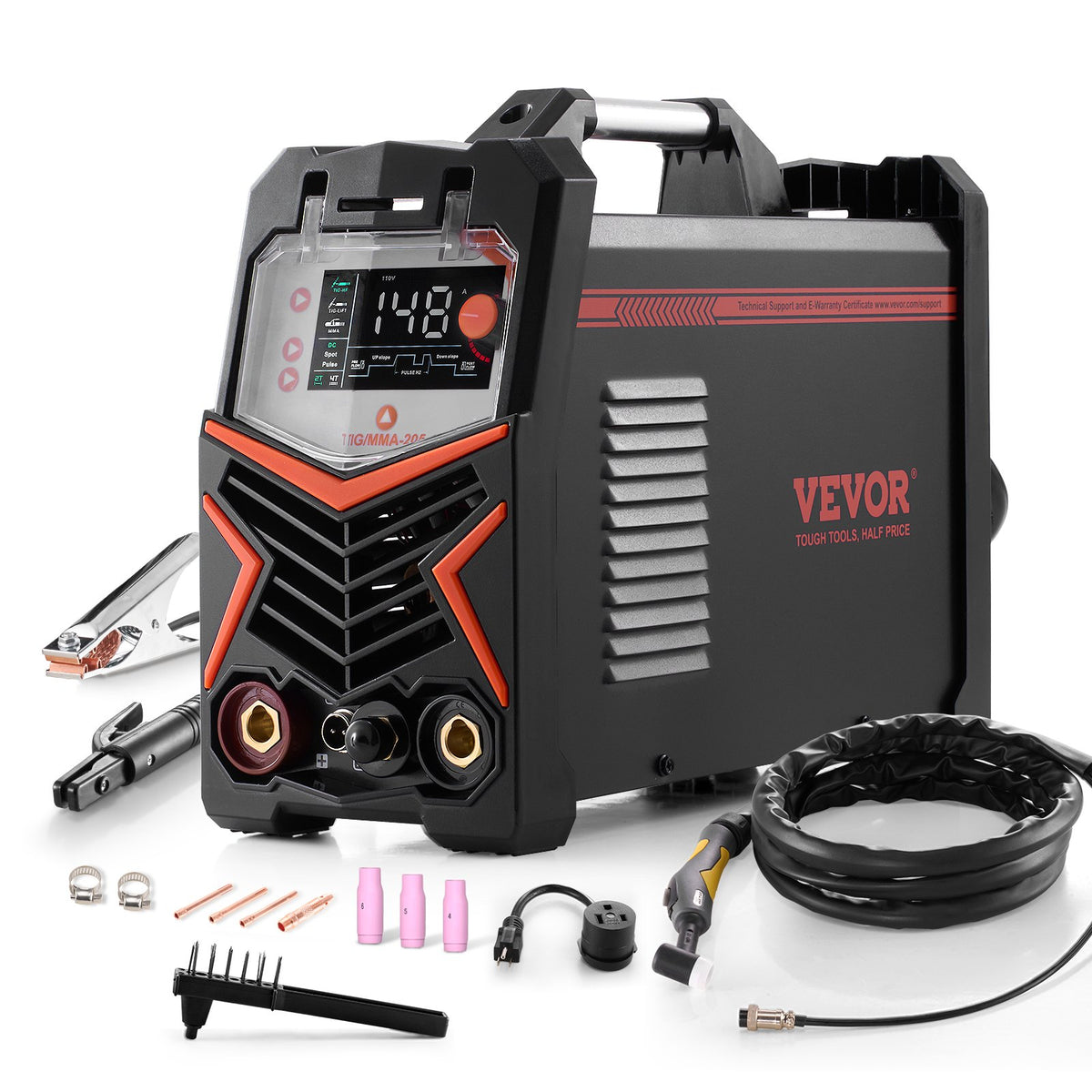 VEVOR TIG-keevitusaparaat 3-ühes – Pulse TIG, TIG, MMA, IGBT-inverter, LED-näidik