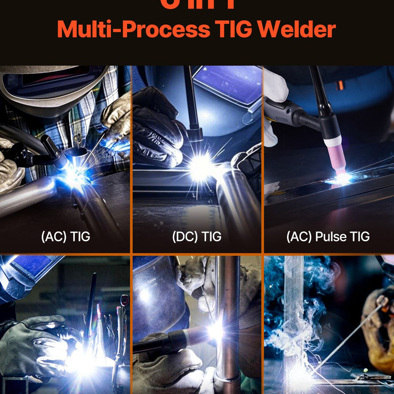 VEVOR TIG Metināšanas aparāts 200 A, 6-in-1 AC/DC, Pulse, MMA, Spot, Stick, IGBT inverterid