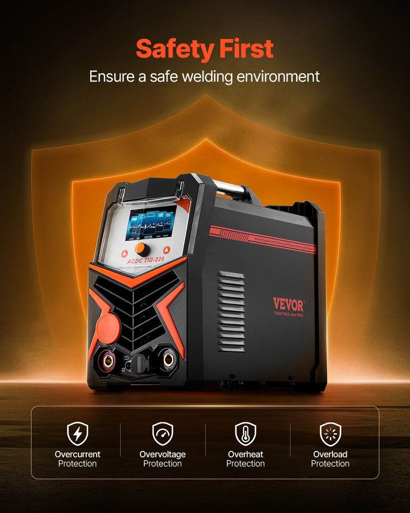 VEVOR TIG Metināšanas aparāts 200 A, 6-in-1 AC/DC, Pulse, MMA, Spot, Stick, IGBT inverterid