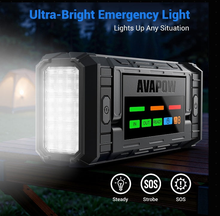 AVAPOW TJ68 6000A Akumulatora Palaidējs ar 4" HD Displeju, PD 65W Divvirzienu Ātro Uzlādi, 12V Starta Bloks Automašīnām – Piemērots Visiem Benzīna un Dīzeļa Dzinējiem