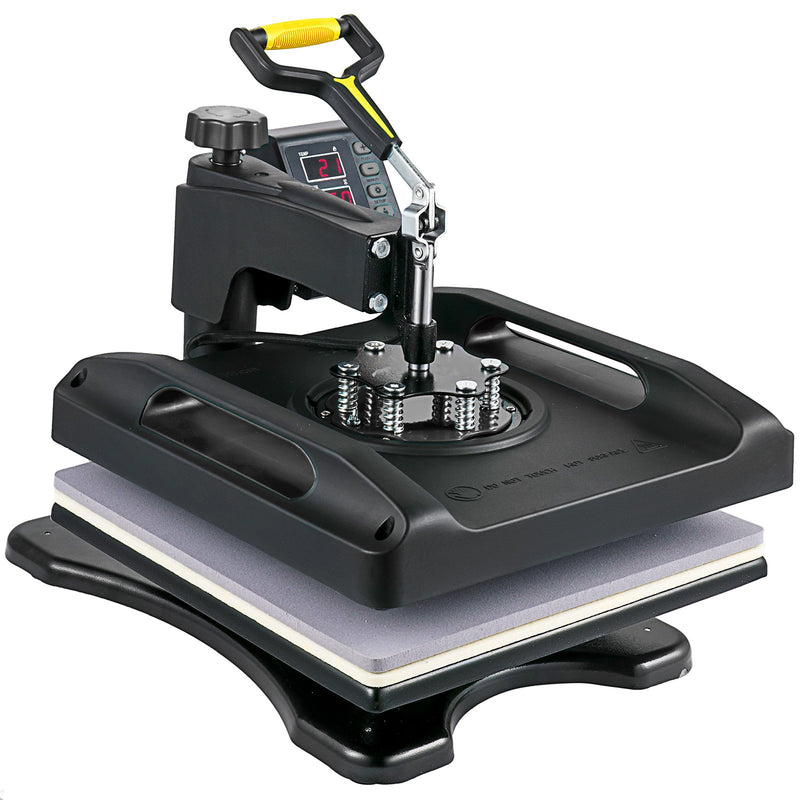 VEVOR 38 x 38 cm 8-in-1 Siltumspiedes Mašīna – 1000W Sublimācijas Iekārta ar 360° Rotāciju, Melna, tā ļauj veikt augstas kvalitātes apdruku uz T-krekliem, cepurēm, krūzēm, šķīvjiem un citiem priekšmetiem.