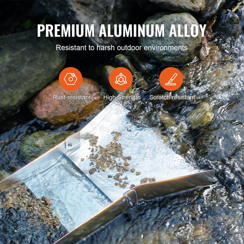VEVOR Zelta meklēšanas komplekts ar smalcinātāju, 127 cm alumīnija zelta ieguves aprīkojums, 23 gabali