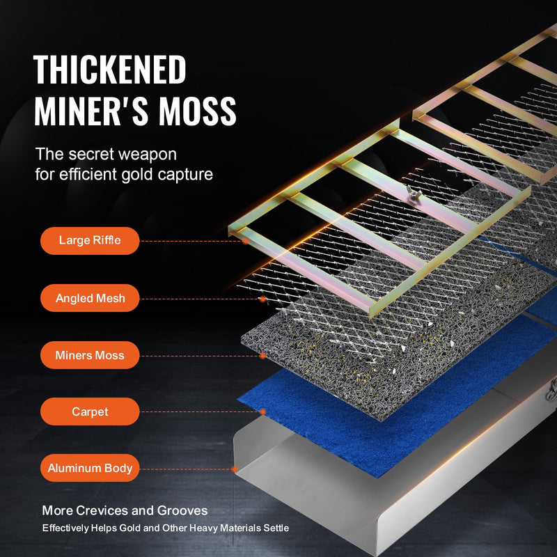 VEVOR Zelta meklēšanas komplekts ar smalcinātāju, 127 cm alumīnija zelta ieguves aprīkojums, 23 gabali