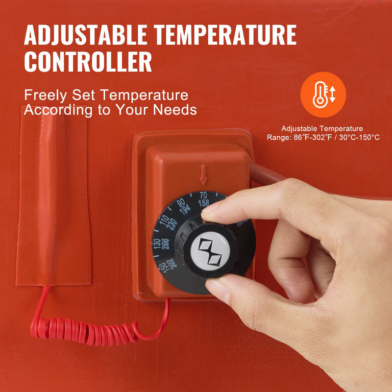 VEVOR metāla mucas sildītājs 208 l, 1200 W, platums 25 cm, regulējams 30-150 °C