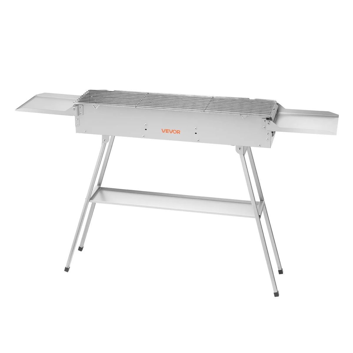 VEVOR salokāms kokogļu grils 0,16 m² ar paceļamu kokogļu paplāti un sānu galdiņiem, nerūsējošā tērauda BBQ grils kempingam un āra pasākumiem - ZEMLETES.LV