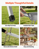 VEVOR salokāms kokogļu grils 0,16 m² ar paceļamu kokogļu paplāti un sānu galdiņiem, nerūsējošā tērauda BBQ grils kempingam un āra pasākumiem - ZEMLETES.LV