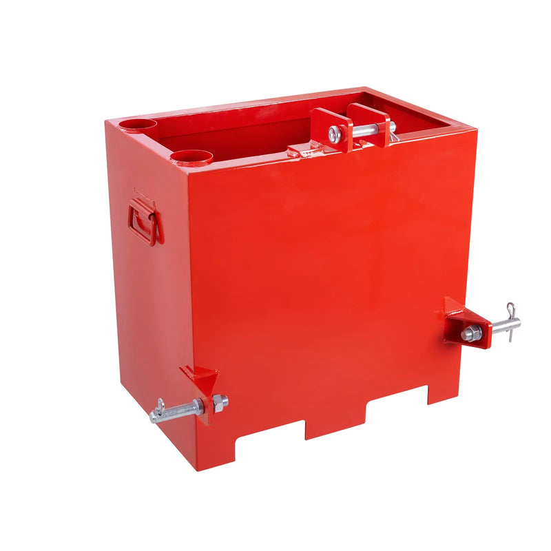 Balasta kaste 3 punktu 1. kategorijas traktoru uzkabēm, kravnesība 363 kg, paredzēta 50 mm sakabes uztvērējam, traktora balasta kaste ar 0,14 m³ tilpumu, izturīgs tērauds, sarkana