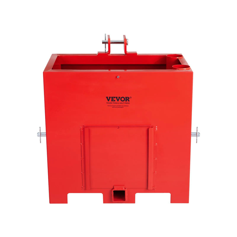 Balasta kaste 3 punktu 1. kategorijas traktoru uzkabēm, kravnesība 363 kg, paredzēta 50 mm sakabes uztvērējam, traktora balasta kaste ar 0,14 m³ tilpumu, izturīgs tērauds, sarkana