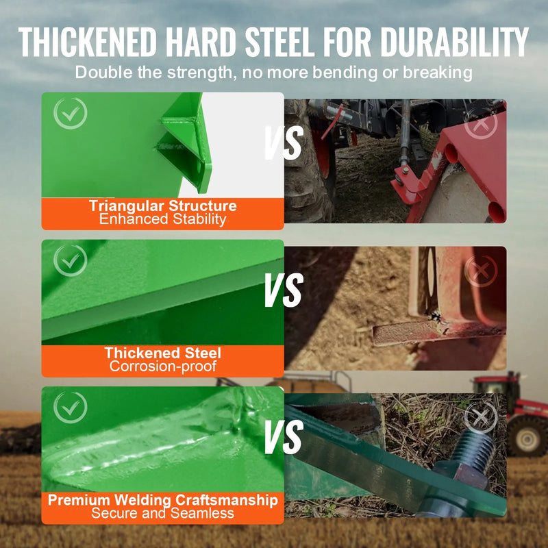 Balasta kaste traktoram, 3 punktu kategorija 1, 363 kg celtspēja, 50 mm uzmava, 0,14 m³ tilpums, smagā tērauda konstrukcija, zaļa