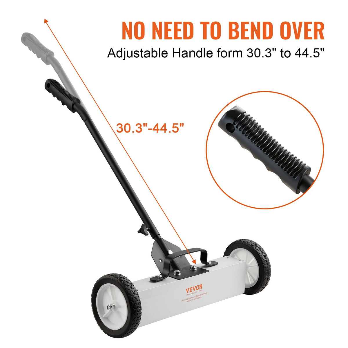 VEVOR 20 kg ritošais magnētiskais savācējs ar riteņiem, 46 cm platums, teleskopisks rokturis