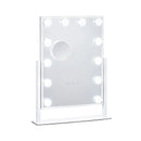 VEVOR Holivudas grima spogulis ar apgaismojumu, 12 regulējamām spuldzēm un 3 gaismas režīmiem, ar noņemamu 5× palielinājumu, skārienvadību un 360° rotāciju (41 × 30 cm, balts)