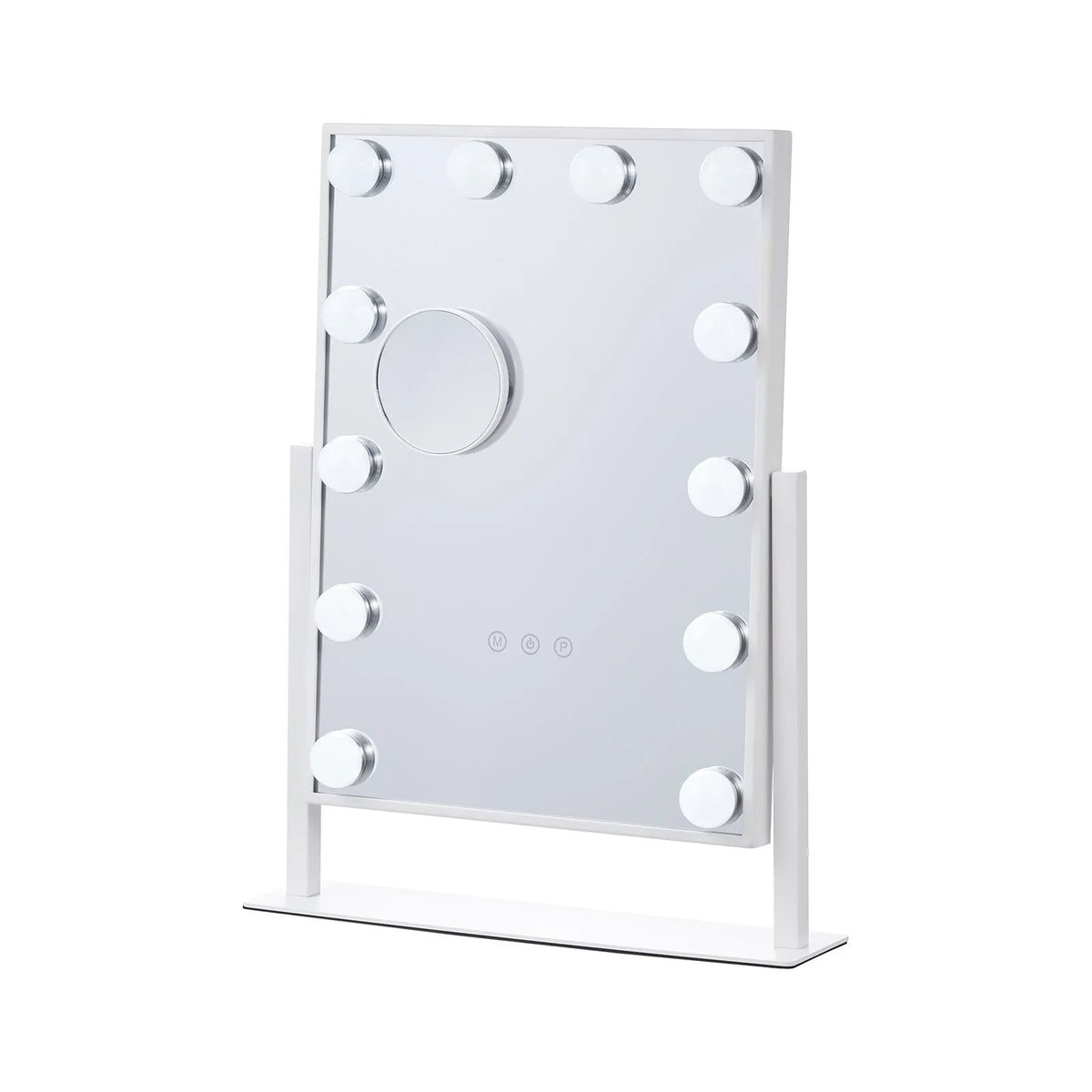 VEVOR Hollywood Makeup Mirror with Lighting, 12 Dimmable Bulbs and 3 Light Modes, with Detachable 5× Magnification, Touch Control and 360° Rotation (41 × 30 cm, White)