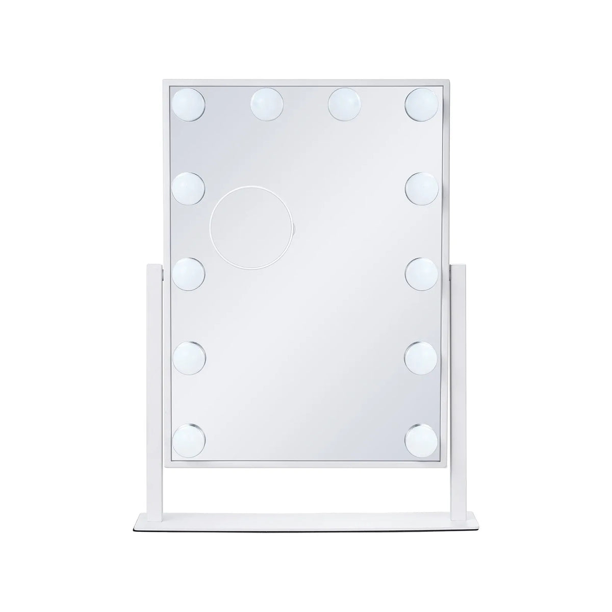 VEVOR Hollywood Makeup Mirror with Lighting, 12 Dimmable Bulbs and 3 Light Modes, with Detachable 5× Magnification, Touch Control and 360° Rotation (41 × 30 cm, White)