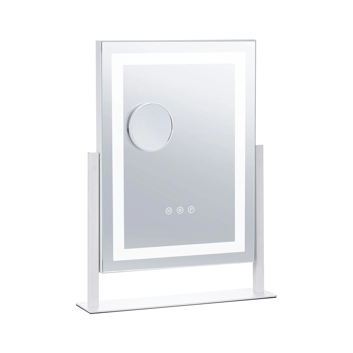 VEVOR LED Makeup Mirror with Lighting, 3 Light Modes, 5× Magnification Mirror, Touch Control and 360° Rotation (41 × 30 cm, White)