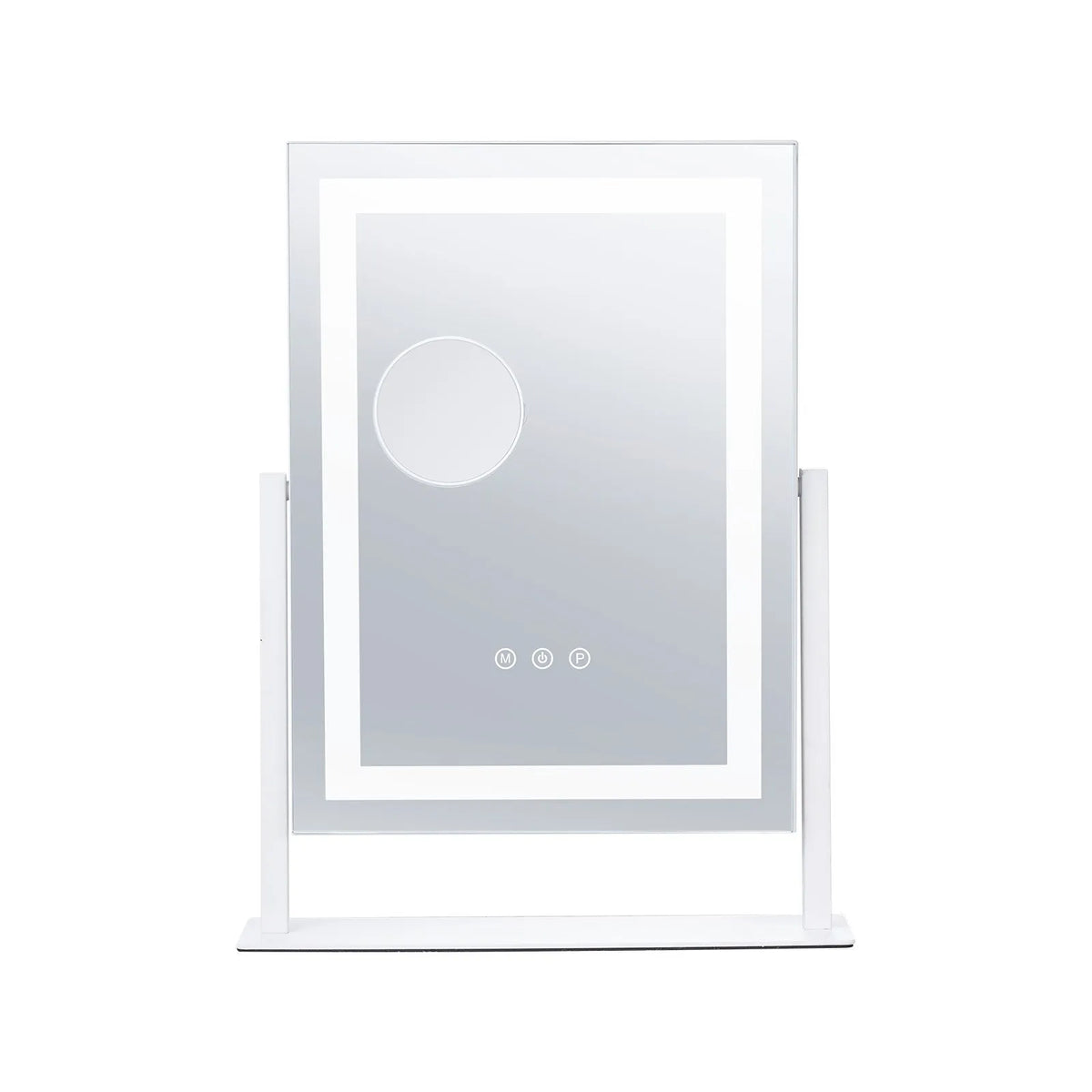VEVOR LED Makeup Mirror with Lighting, 3 Light Modes, 5× Magnification Mirror, Touch Control and 360° Rotation (41 × 30 cm, White)