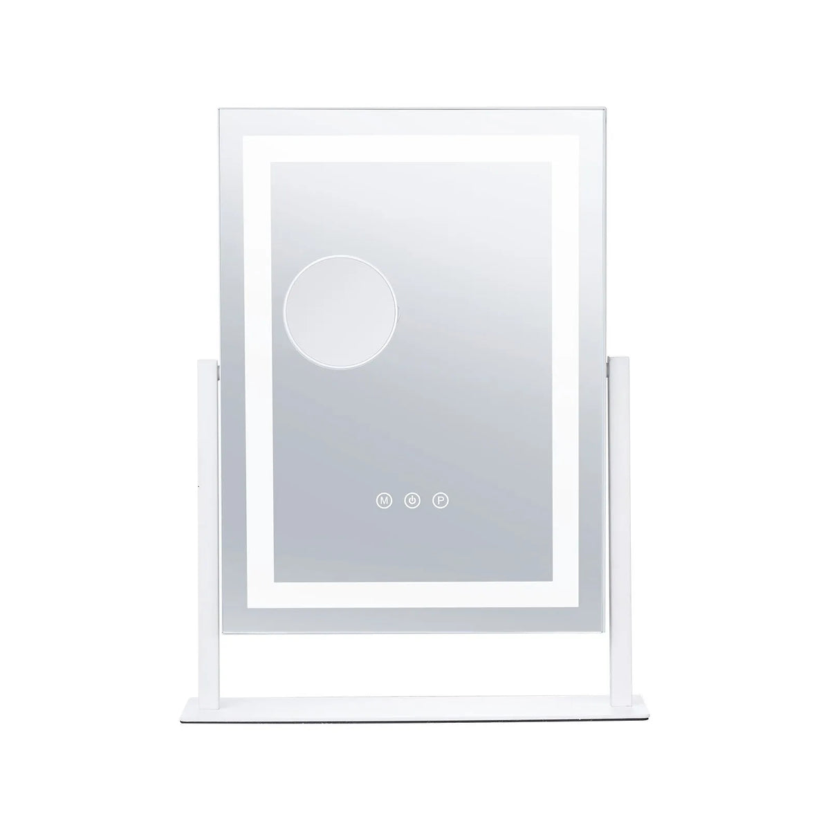 VEVOR LED Makeup Mirror with Lighting, 3 Light Modes, 5× Magnification Mirror, Touch Control and 360° Rotation (41 × 30 cm, White)