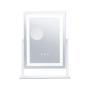 VEVOR LED grima spogulis ar apgaismojumu, 3 gaismas režīmiem, 5× palielinājuma spoguli, skārienvadību un 360° rotāciju (41 × 30 cm, balts)