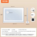 VEVOR grima spogulis ar apgaismojumu, 3 krāsu režīmiem un USB, galda vai sienas stiprinājums, 80 × 55,1 cm