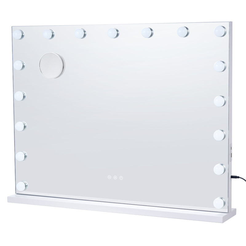 VEVOR Holivudas tualetes spogulis ar gaismām ar C тип USB galddatora sienas stiprinājumu, 80x60см