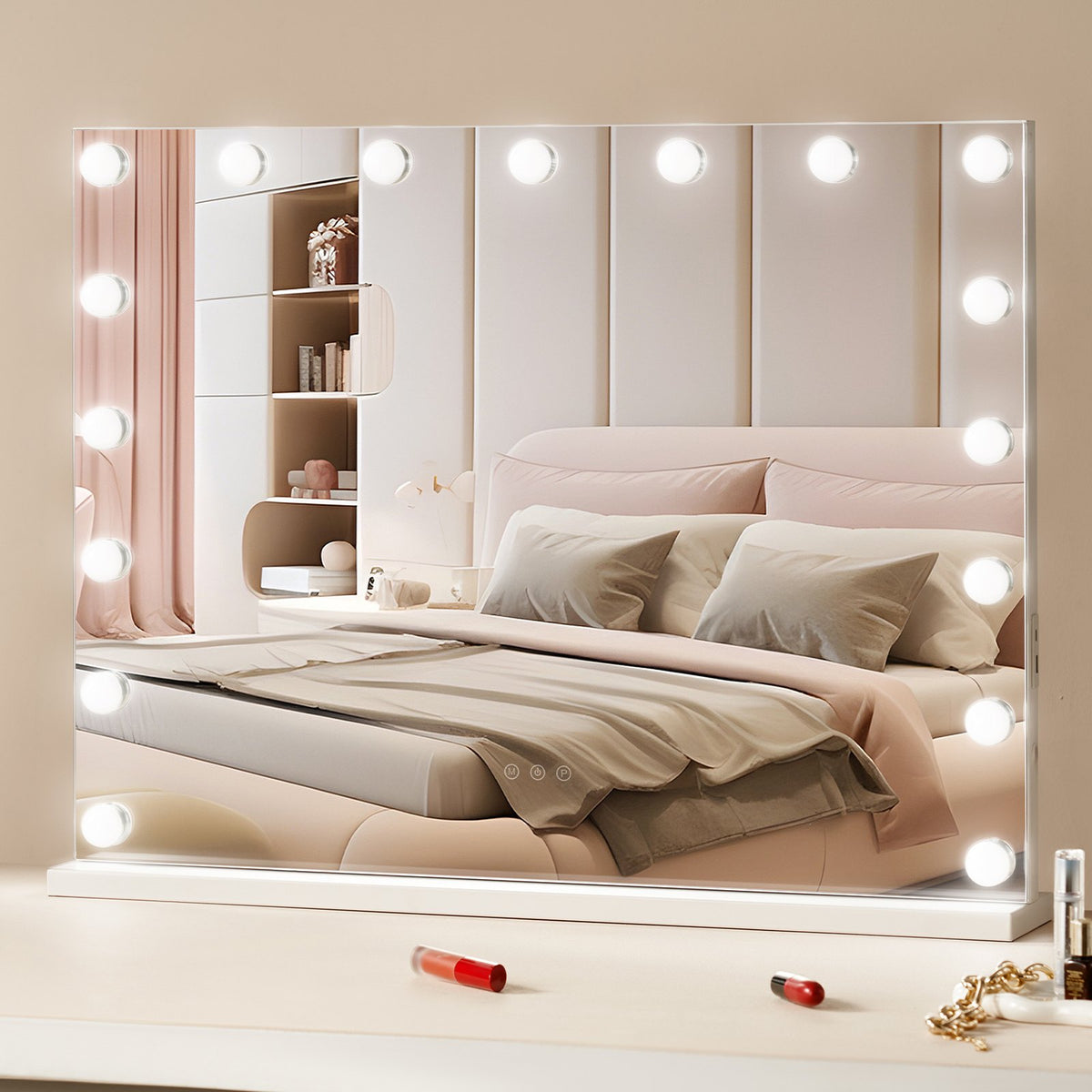 VEVOR Hollywood Toilet Mirror with Lights with USB Type-C Desktop Wall Mount, 80x60cm