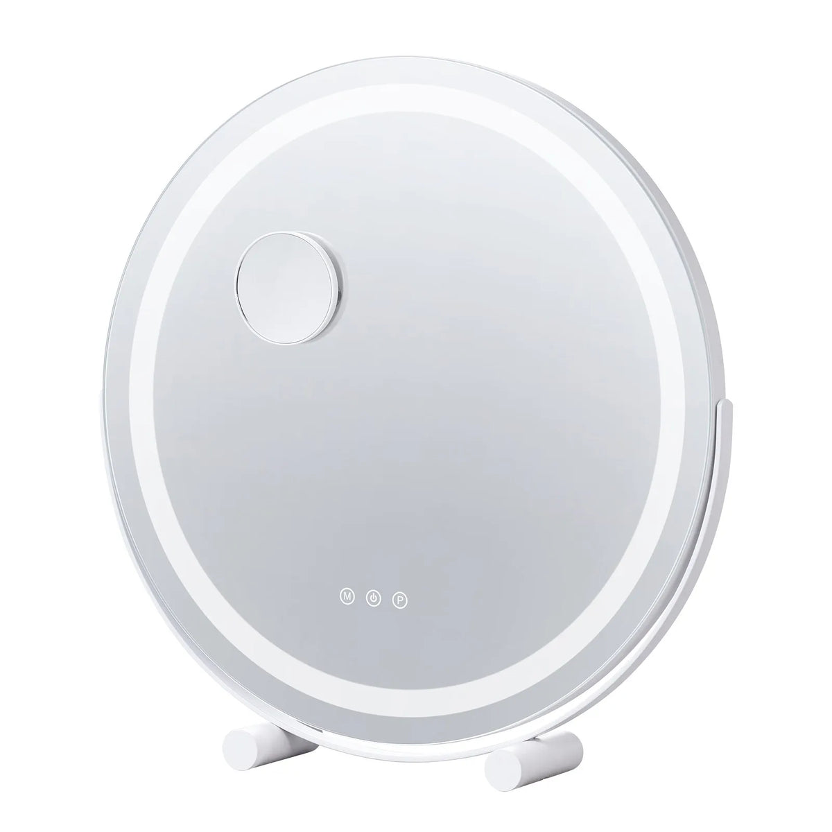 VEVOR Round LED Makeup Mirror with Lighting, 20 cm Mirror with 3 Colour Modes, 5× Magnification, Touch Control and 360° Rotation for Vanity Table, White