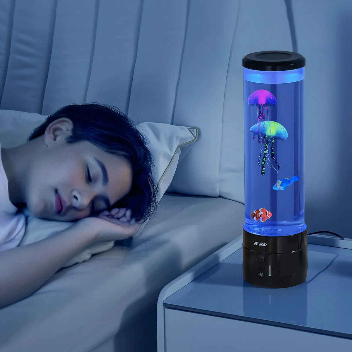 VEVORi anduriga mullilamp kaladega, 382 mm, 16 värvi, kaugjuhtimispuldiga, LED-veelamp Bluetooth-kõlariga ja valge müra funktsiooniga
