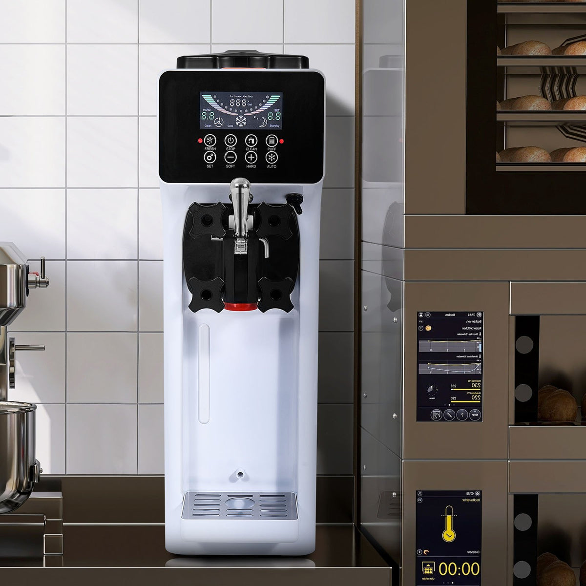 VEVOR Soft Ice Cream Machine 10 l/h, Single Flavour, Countertop Model with LCD Panel