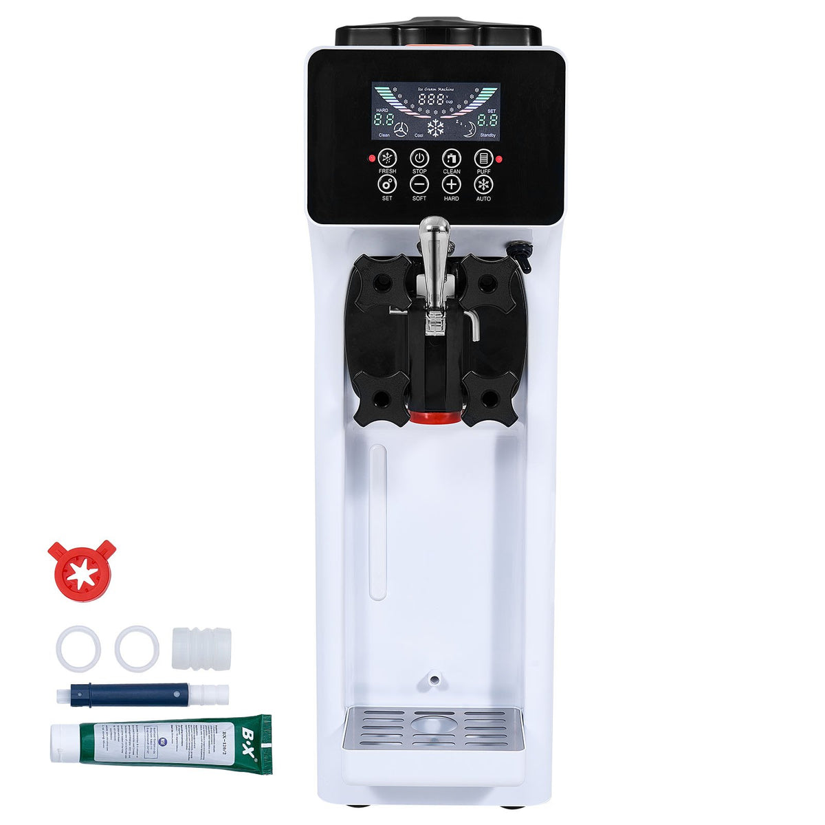 VEVOR Soft Ice Cream Machine 10 l/h, Single Flavour, Countertop Model with LCD Panel