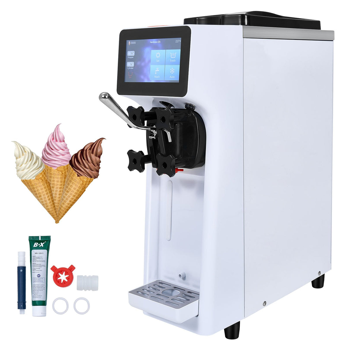 VEVOR Soft Ice Cream Machine 10 l/h, Single Flavour, Countertop Model