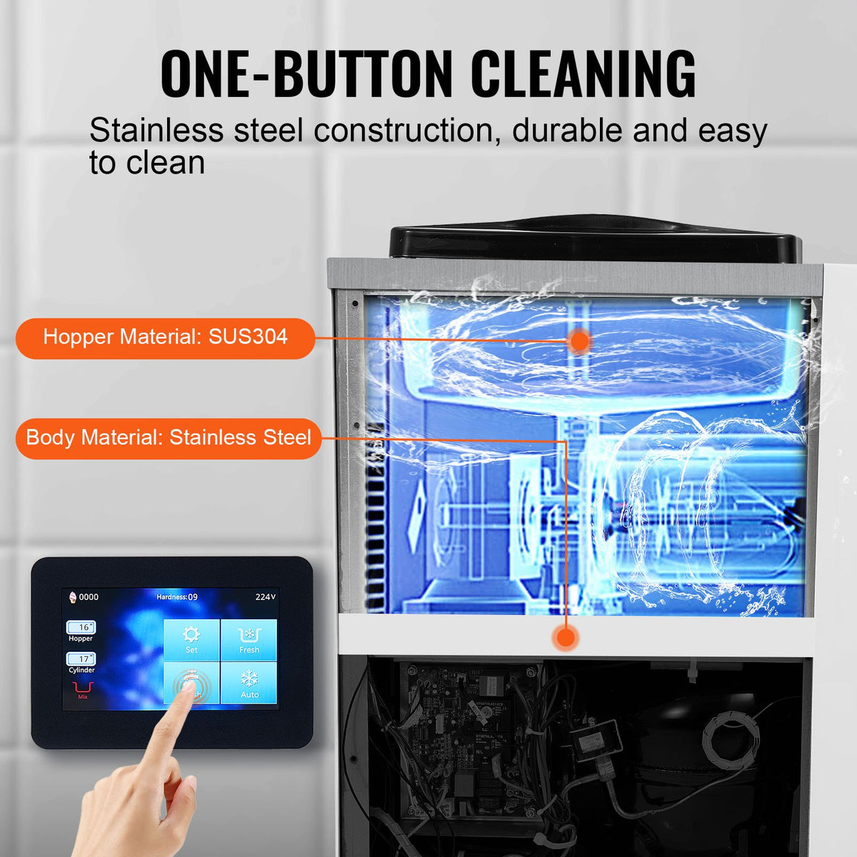 VEVOR Soft Ice Cream Machine 10 l/h, Single Flavour, Countertop Model