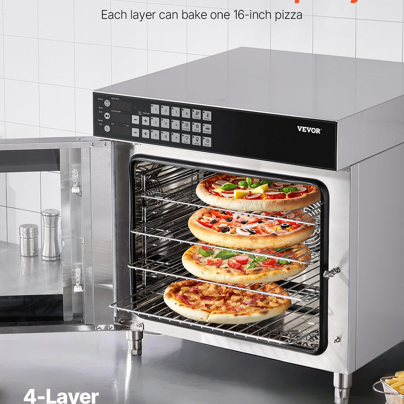 VEVOR konvekcijas cepeškrāsns uz galda virsmas – komerciāla grauzdētava / maiznīcas krāsns, nerūsējošais tērauds, 58 L