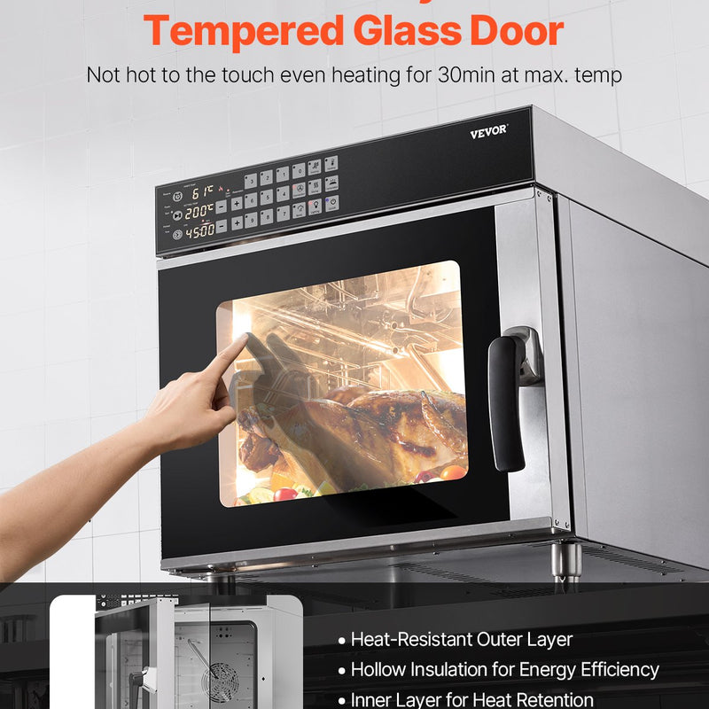VEVOR konvekcijas cepeškrāsns uz galda virsmas – komerciāla grauzdētava / maiznīcas krāsns, nerūsējošais tērauds, 58 L