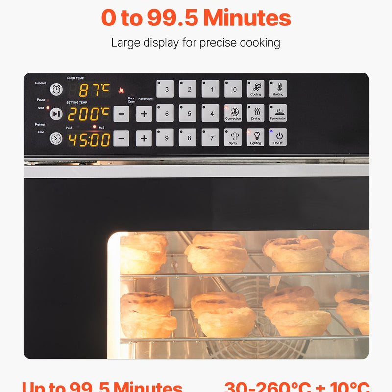 VEVOR konvekcijas cepeškrāsns uz galda virsmas – komerciāla grauzdētava / maiznīcas krāsns, nerūsējošais tērauds, 58 L