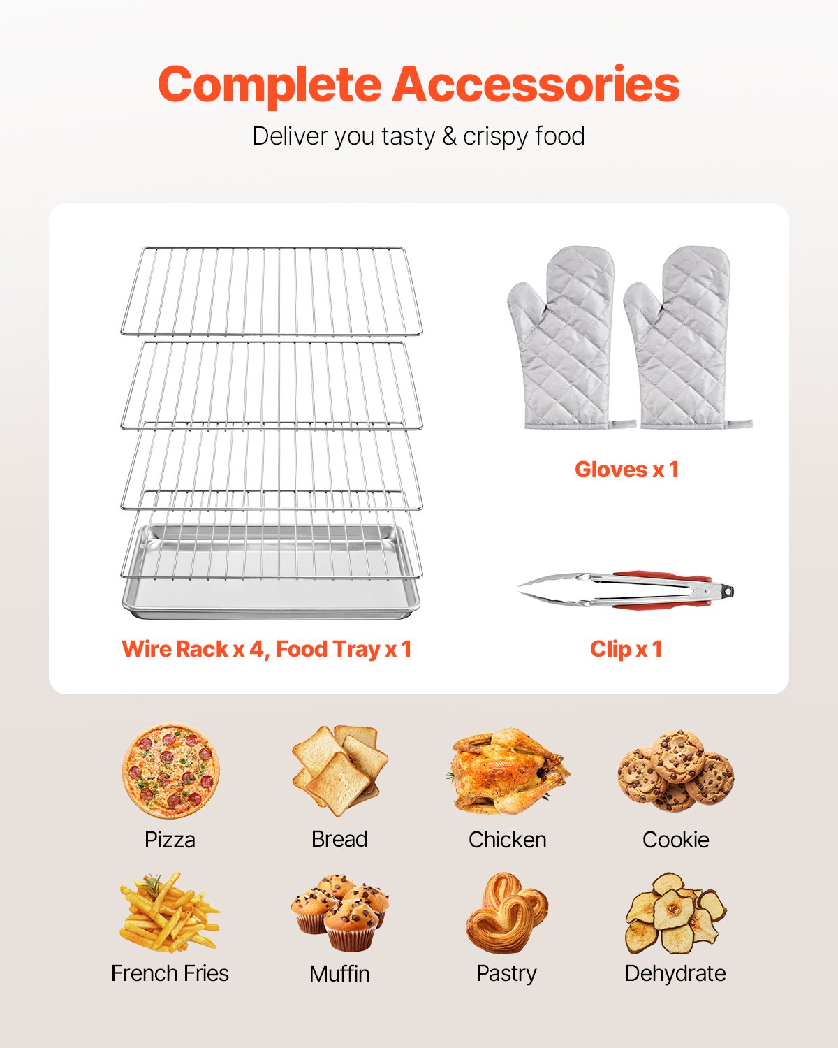 VEVOR Commercial Convection Oven 58 l, Stainless Steel, Countertop