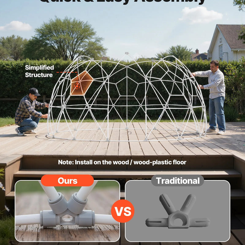 Dārza kupolveida telts, 3,6 × 2,2 m caurspīdīga āra burbuļtelts 4–7 personām, laikapstākļu izturīga ģeodēziskā siltumnīcas tipa telts ar logu, PVC iglu terasēm, kempingiem, ballītēm un kāzām