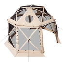 VEVOR uznirstoša sietveida lapene-telts, 3,6 × 3,6 m, 13-sānu sfēriska kempinga nojume ar noņemamu jumtu un pārnēsāšanas somu, ātra uzstādīšana, aizsardzība pret kukaiņiem, saules patversme 8–10 personām, bēša