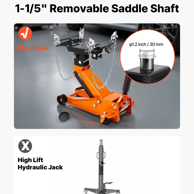 VEVOR transmisijas pacēlāja adapteris, celtspēja 500 kg, smagas slodzes tērauda adapteris automobiļu transmisiju pacelšanai, paredzēts grīdas domkratiem ar 30,48 mm noņemamu balsta asi, lietošanai garāžās un autoservisos