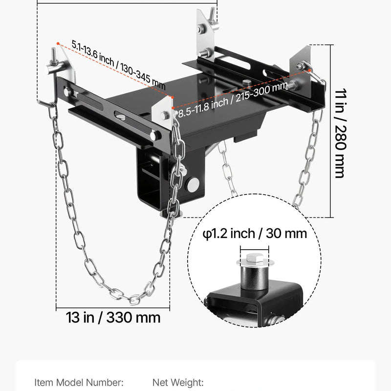 VEVOR transmisijas pacēlāja adapteris, celtspēja 500 kg, smagas slodzes tērauda adapteris automobiļu transmisiju pacelšanai, paredzēts grīdas domkratiem ar 30,48 mm noņemamu balsta asi, lietošanai garāžās un autoservisos