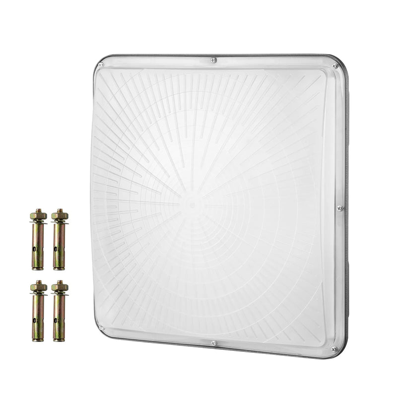 LED griestu gaismeklis, 150 W, 16 500 lm, 5000 K dienasgaisma, komerciālai un industriālai lietošanai, 315 × 315 mm uz virsmas stiprināms griestu apgaismojums degvielas uzpildes stacijām, noliktavām, garāžām, veikaliem un viesnīcām, IP65