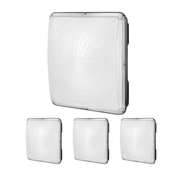 4 gab. LED griestu gaismekļi, 150 W, 16 500 lm, 5000 K dienasgaisma, komerciālai un industriālai lietošanai, 315 × 315 mm uz virsmas stiprināmi griestu gaismekļi degvielas uzpildes stacijām, noliktavām, garāžām, veikaliem un ielām, IP65