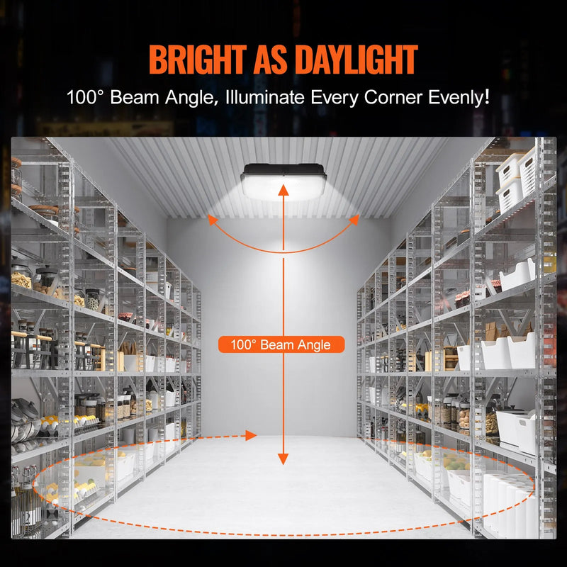 4 gab. LED griestu gaismekļi, 150 W, 16 500 lm, 5000 K dienasgaisma, komerciālai un industriālai lietošanai, 315 × 315 mm uz virsmas stiprināmi griestu gaismekļi degvielas uzpildes stacijām, noliktavām, garāžām, veikaliem un ielām, IP65