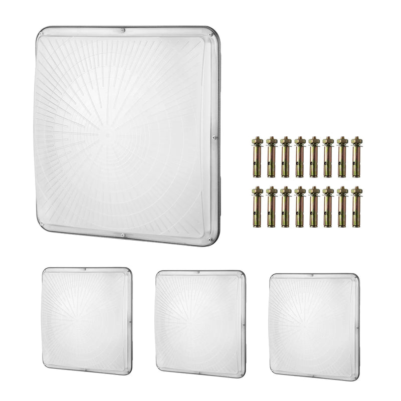 4 gab. LED griestu gaismekļi, 150 W, 16 500 lm, 5000 K dienasgaisma, komerciālai un industriālai lietošanai, 315 × 315 mm uz virsmas stiprināmi griestu gaismekļi degvielas uzpildes stacijām, noliktavām, garāžām, veikaliem un ielām, IP65
