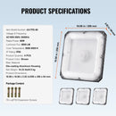 4 gab. LED griestu gaismekļi, 80 W, 8800 lm, 5000 K dienasgaisma, komerciālai un industriālai lietošanai, 256 × 256 mm uz virsmas stiprināmi griestu gaismekļi degvielas uzpildes stacijām, noliktavām, garāžām, veikaliem un ielām, IP65