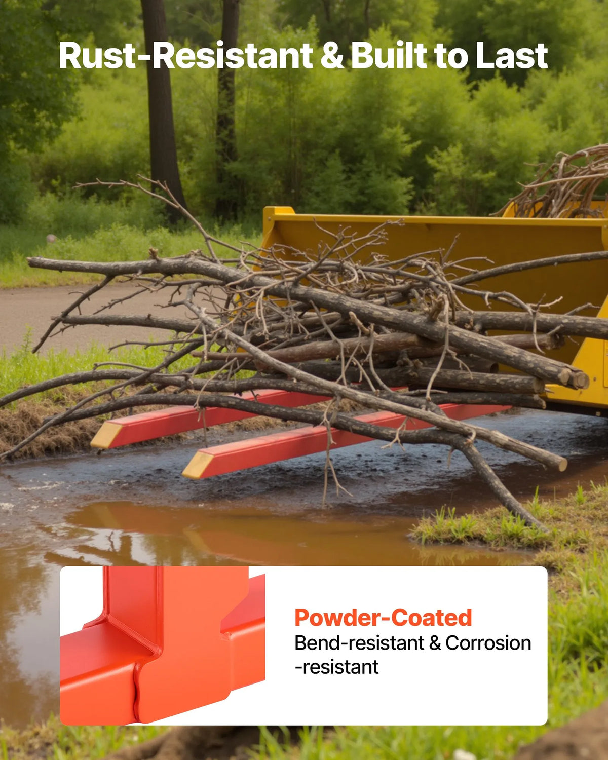 VEVOR Pallet Forks with Attachment, 907 kg Lifting Capacity, 109 cm Total Length, Heavy-Duty Quick-Attach Tractor Forks for Front Loader, Bucket and Mini Loader, Orange