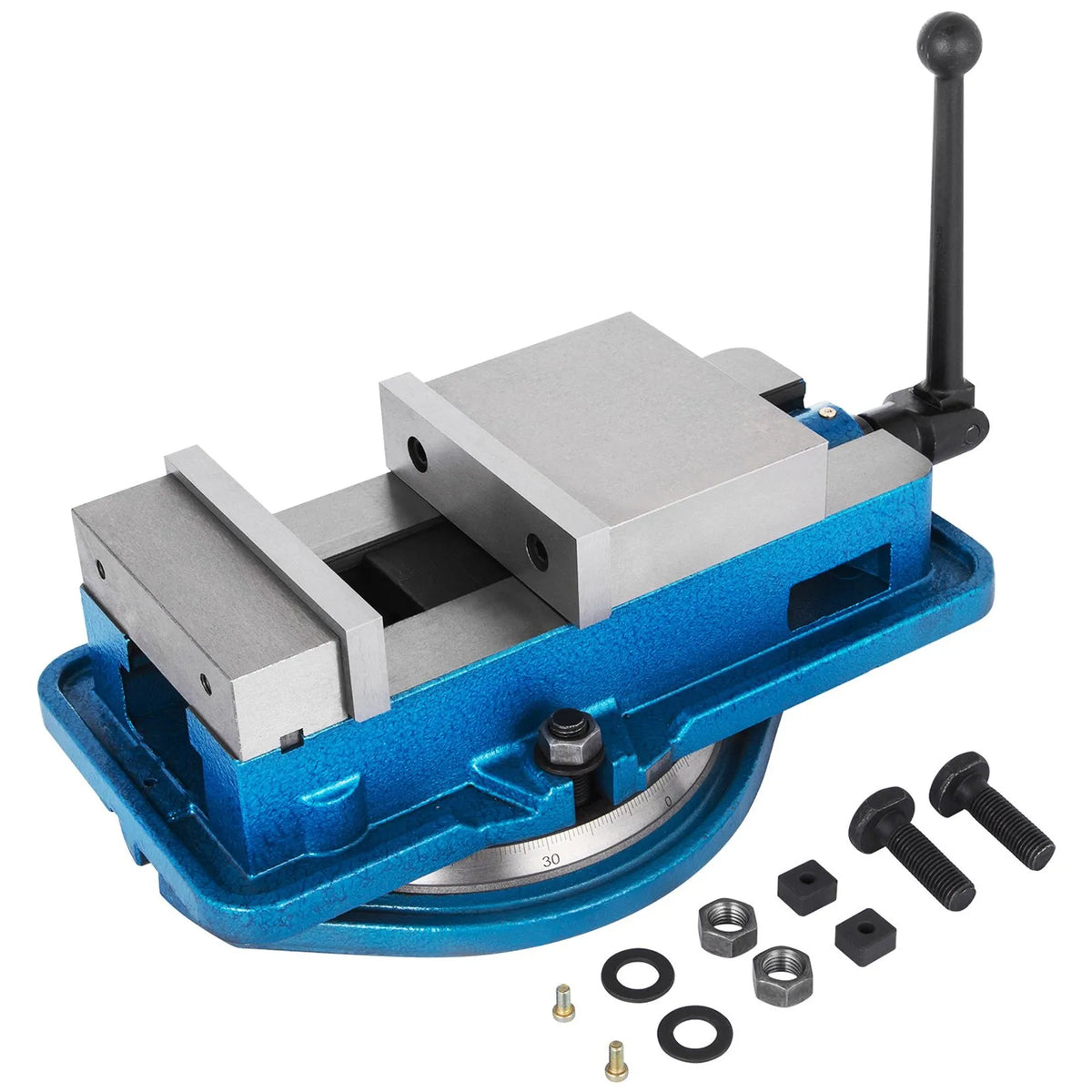 VEVOR 80 mm smagās klases frēzēšanas skrūvspīles ar 360° grozāmu pamatni, augstas precizitātes galda skrūvspīles CNC iekārtām, 80 mm žokļu platums, frēzēšanas un urbšanas skrūvspīles precīzai detaļu apstrādei - ZEMLETES.LV