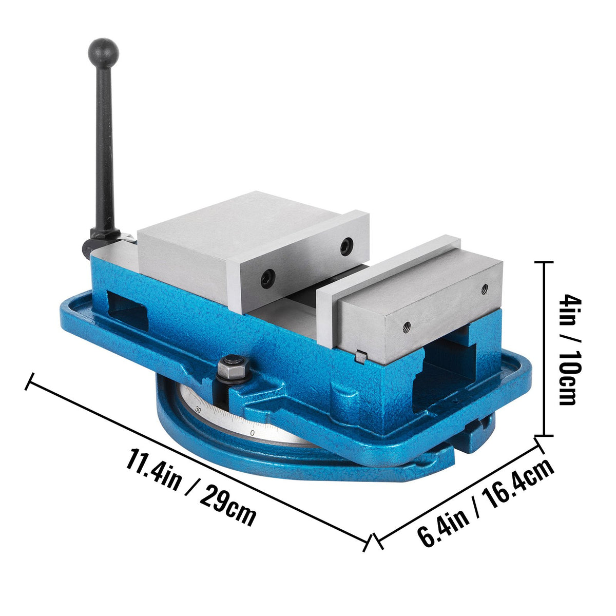 VEVOR 80 mm smagās klases frēzēšanas skrūvspīles ar 360° grozāmu pamatni, augstas precizitātes galda skrūvspīles CNC iekārtām, 80 mm žokļu platums, frēzēšanas un urbšanas skrūvspīles precīzai detaļu apstrādei - ZEMLETES.LV