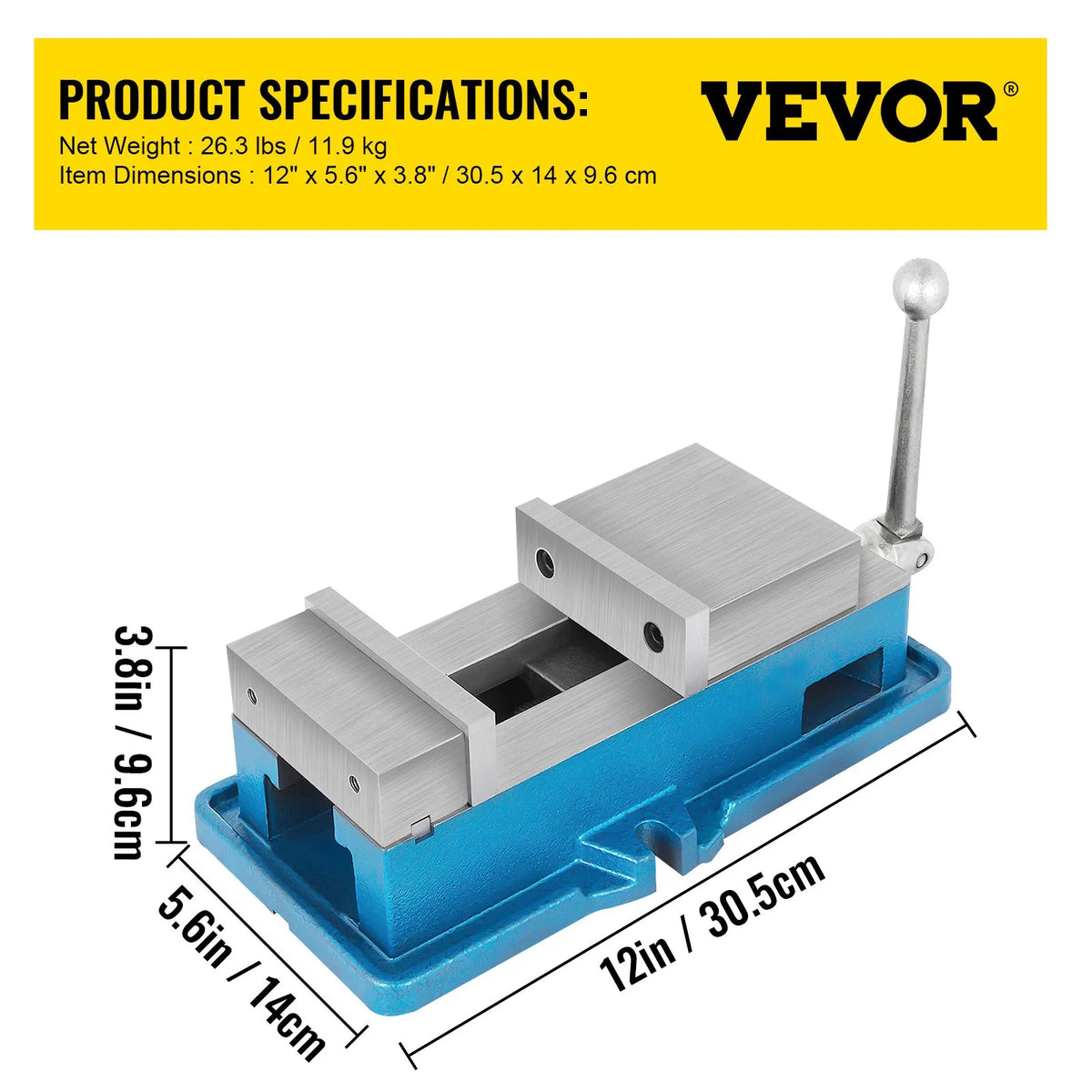VEVOR 100 mm precīzijas frēzēšanas skrūvspīles bez grozāmās pamatnes, augstas precizitātes galda skrūvspīles frēzmašīnām un urbjmašīnām, 100 mm žokļu platums un atvērums, skrūvspīles precīzai detaļu apstrādei - ZEMLETES.LV