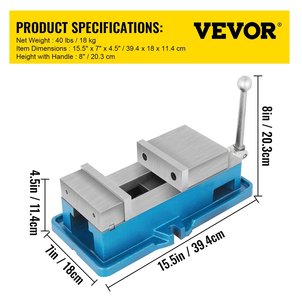 VEVOR 125 mm Super - Lock CNC skrūvspīles NC/CNC iekārtām, augstas precizitātes galda skrūvspīles, CNC fiksējošās skrūvspīles ar 24 kN fiksācijas spēku, urbšanai un frēzēšanai - ZEMLETES.LV