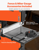 VEVOR galda tipa lentzāģis kokapstrādei, 229 mm, ar 373 W (0,5 ZS) motoru, maks. griešanas augstums 90 mm, 300 × 300 mm lietā alumīnija galds ar 0–45° slīpumu, komplektā leņķmērs un paralēlā atdure