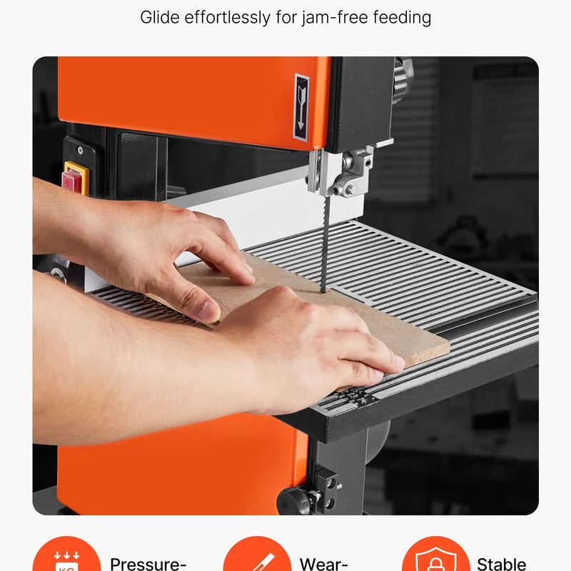 VEVOR galda tipa lentzāģis kokapstrādei, 229 mm, ar 373 W (0,5 ZS) motoru, maks. griešanas augstums 90 mm, 300 × 300 mm lietā alumīnija galds ar 0–45° slīpumu, komplektā leņķmērs un paralēlā atdure